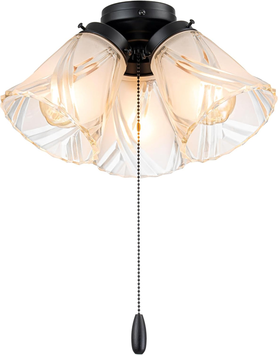 22012-3, Three-Light Ceiling Fan Light Kit with Pull Chain, Matte