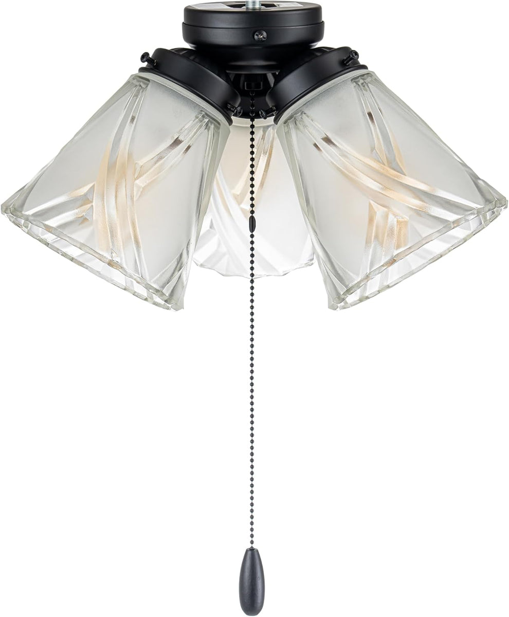 22012-3, Three-Light Ceiling Fan Light Kit with Pull Chain, Matte