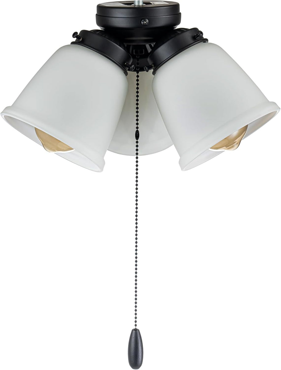 22012-2, Three-Light Ceiling Fan Light Kit with Pull Chain, Matte