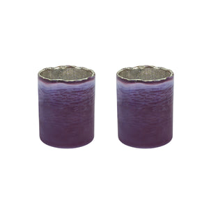 # 16002-2 Purple Glass Votive Candle Holder 3-1/2" Diameter x 4-3/4" Height, 2 Pack