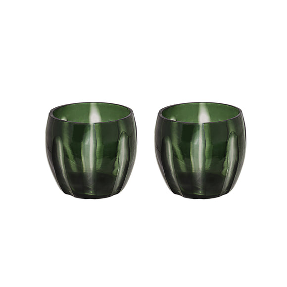 # 16009-2 Green Glass Votive Candle Holder 4-1/4
