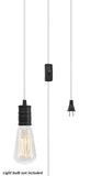 # 21003 1-Light Plug-in Vintage Style Hanging Socket Pendant Fixture with Matte Black Socket, 15 feet of White Textile Cord and Rocker Switch