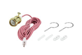 # 21007-2 1-Light Plug-in Vintage Style Hanging Socket Pendant Fixture with Polished Brass Socket, 20 feet of Red and White Textile Cord and On/Off Switch