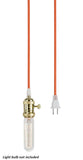 # 21007-3 1-Light Plug-in Vintage Style Hanging Socket Pendant Fixture with Polished Brass Socket, 20 feet of Orange Textile Cord and On/Off Switch