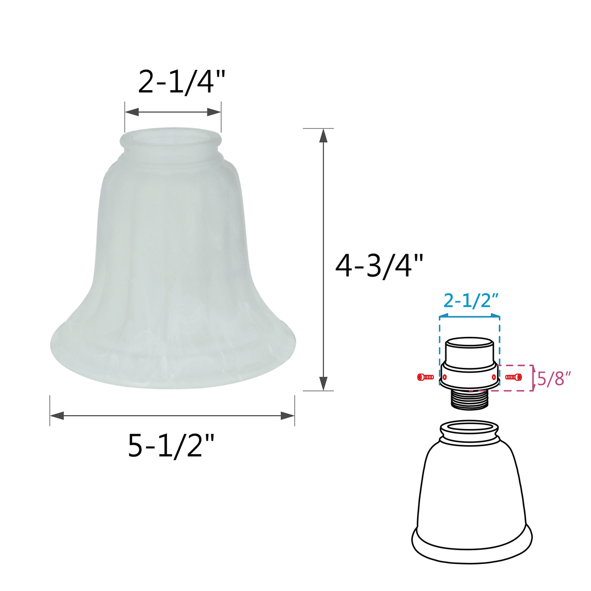 4 Stück Glockenförmige Glas-Schirme In Alabaster-Optik – Ersatz Für Deckenventilator & Wandlampen