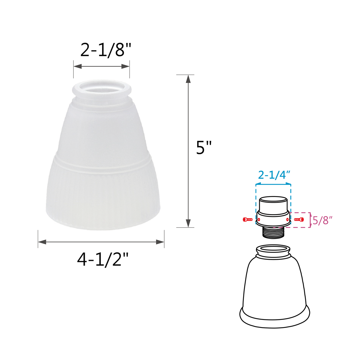 Aspen Creative Ersatz-Glasschirme, Glockenförmig, Alabaster – 4 Stück, Je 11,4 Cm Hoch & 11,4 Cm Durchmesser