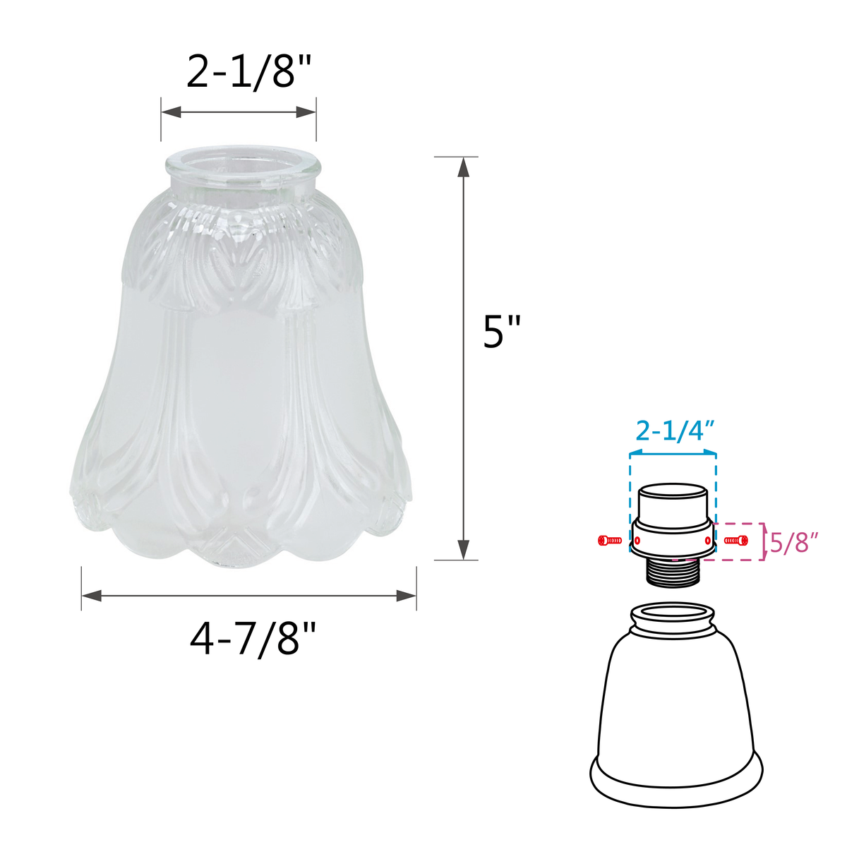 23059-4 Clear & Frosted Transitional Style Replacement Glass Shade