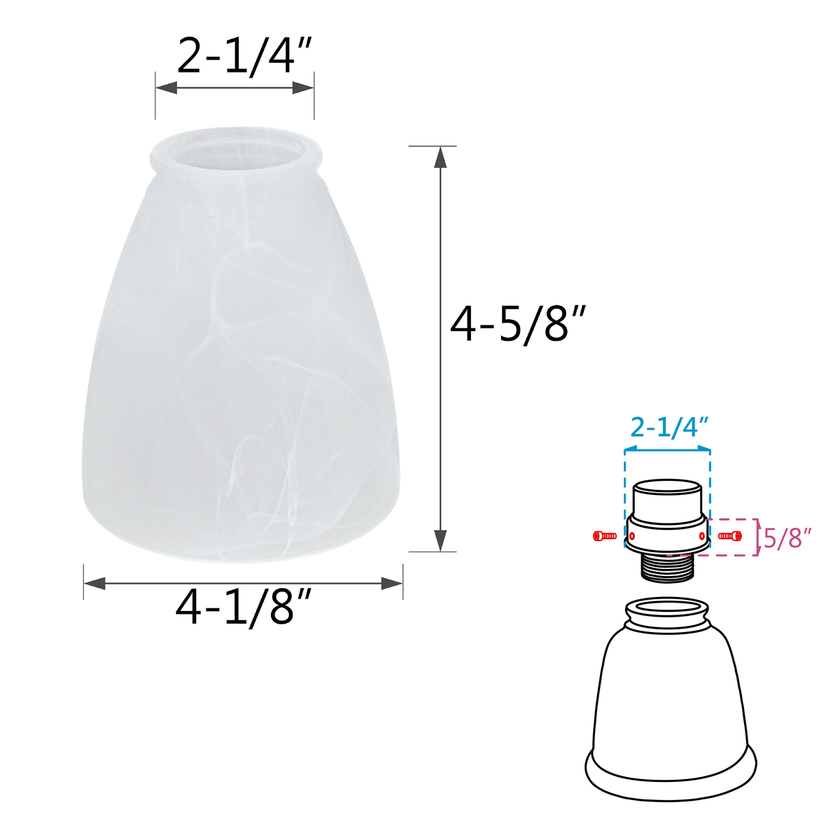 23062-4 Alabaster Transitional Style Replacement Glass Shade, 2-1