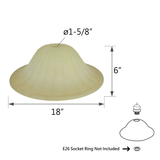 # 23092-01 Amber Transitional Style Replacement Torchiere Glass Shade, 6" high x 18" diameter