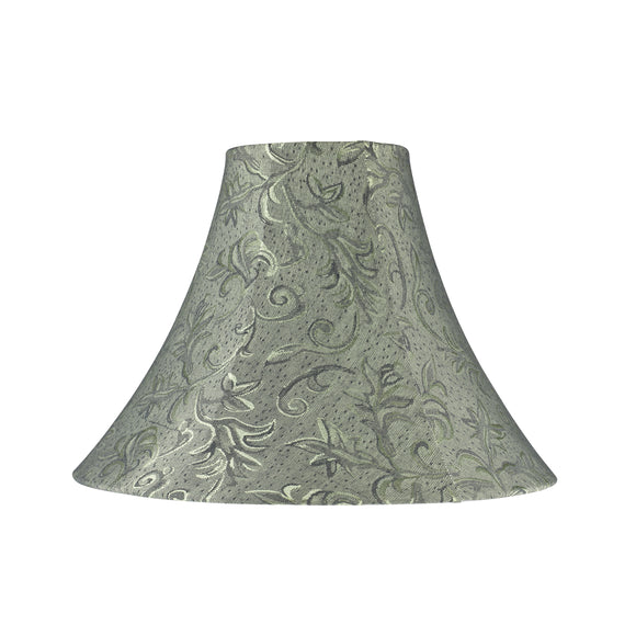 # 30081 Transitional Bell Shape Spider Construction Lamp Shade in Green Fabric with Leaf Design, 16