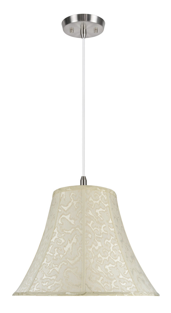 # 70111 Two-Light Hanging Pendant Ceiling Light with Transitional Bell Fabric Lamp Shade, Off White Textured Fabric, 18
