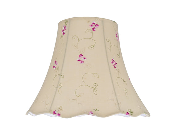 # 34009 Transitional Scallop Bell Shape Spider Construction Lamp Shade in Apricot with Floral Design, 12