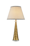 # 40051, 30" High Transitional Metal Table Lamp, Gold with Crystal Base and Hardback Empire Shaped Lamp Shade in White, 16" Wide