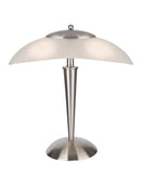 # 40108-8, 17 3/4" High Modern Metal Desk Lamp with Touch Sensor, Satin Nickel Finish with Glass Lamp Shade, 16 1/2" wide