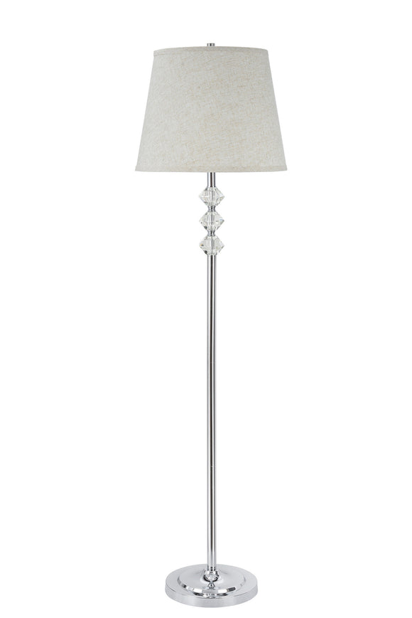 # 45004 One Light Crystal Accented Floor Lamp, Transitional Design in Chrome with Beige Hardback Lamp Shade , 60