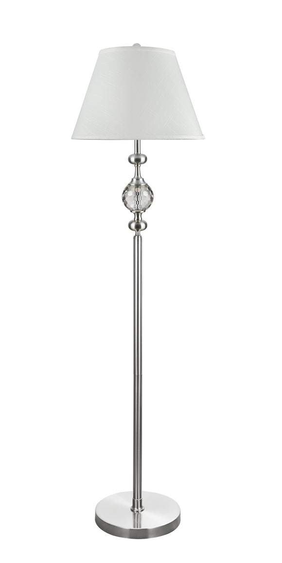 # 45014  One-Light Crystal Accented Floor Lamp, Transitional Design in Satin Nickel, 61