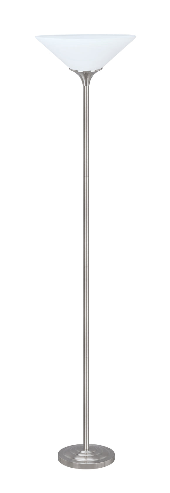 # 45016-11, One-Light Metal Torchiere Floor Lamp, Transitional Design in Satin Nickel Finish, 71