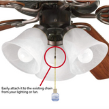 # 20502-12, 12" Natural Finish Wooden Knob Pull Chain with Polished Brass Accents, 2 Pack