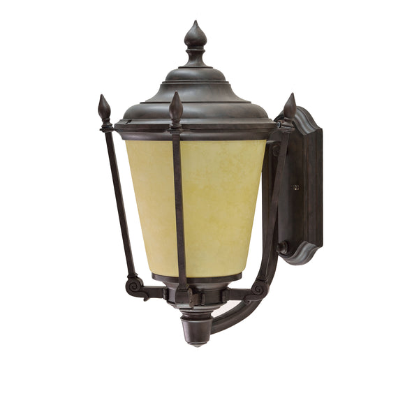 # 60006-2 1 Light Medium Outdoor Wall Light Fixture with Dusk to Dawn Sensor, Transitional Design in Antique Bronze, 14 1/4