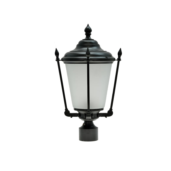 # 60013 One-Light Medium Outdoor Post Light Fixture with Dusk to Dawn Sensor, Transitional Design in Black, 20 1/2