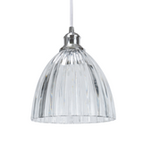 # 61004-2 Adjustable One-Light Hanging Mini Pendant Ceiling Light, Transitional Design in Chrome Finish, Clear Crystal Glass Shade, 9 3/4" Wide