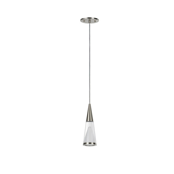 # 61031 Adjustable LED One-Light Hanging Mini Pendant Light, Contemporary Design, Brushed Nickel, Glass Shade, 4 3/4