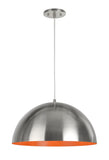 # 61040-3 Adjustable One-Light Hanging Pendant Ceiling Light, Transitional Design, Satin Nickel, Metal Dome Shade, 17 3/4" W