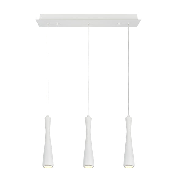 # 61061-2 Adjustable LED Three-Light Hanging Pendant Ceiling Light, Contemporary Design in White Finish, Metal Shade, 22 7/8