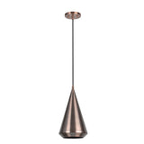 # 61085 One-Light Hanging Mini Pendant Ceiling Light, Transitional Design, Antique Copper Finish, Antique Copper Metal Shade with Painted Pewter Finish Inside, 8 3/4" W