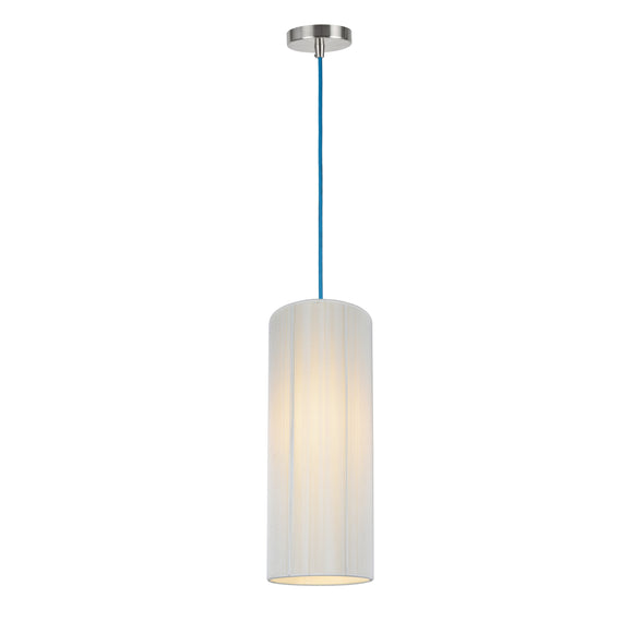 # 61091-2, Adjustable One-Light Hanging Mini Pendant Ceiling Light, Transitional Design in Satin Nickel Finish, Off White Shade, 6 1/2
