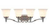# 62023-2 Four-Light Metal Bathroom Vanity Wall Light Fixture, 30" W , Transitional Design in Satin Nickel with Frosted Glass