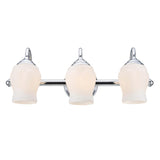 # 62065 Three-Light Metal Bathroom Vanity Wall Light Fixture, 22 1/2" Wide, Transitional Design, Chrome with White Opal Glass