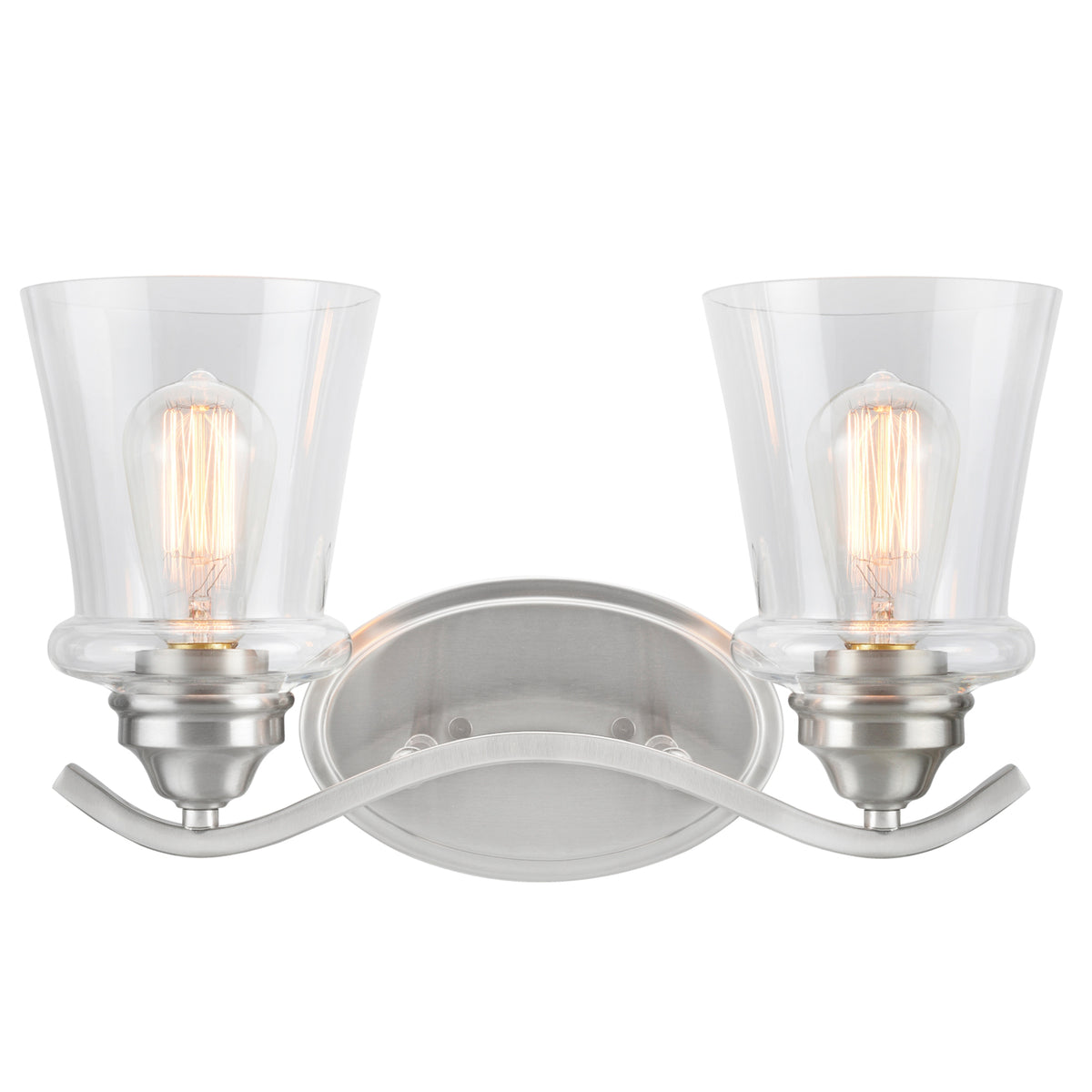 62116-1 Two-Light Metal Bathroom Vanity Wall Light Fixture, 15 1/2