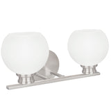 # 62199 Two-Light Metal Bathroom Vanity Wall Light Fixture, 15" Wide, Transitional Design in Brushed Nickel