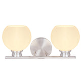 # 62199 Two-Light Metal Bathroom Vanity Wall Light Fixture, 15" Wide, Transitional Design in Brushed Nickel