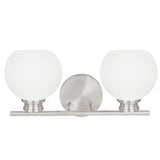 # 62199 Two-Light Metal Bathroom Vanity Wall Light Fixture, 15" Wide, Transitional Design in Brushed Nickel