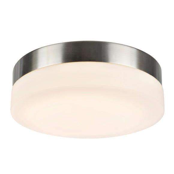 # 63002M-1 LED Medium Flush Mount Ceiling Light Fixture, Contemporary Design in Satin Nickel Finish, Frosted Glass Diffuser, 9