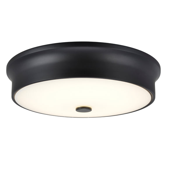 # 63005S-3 LED Small Flush Mount Ceiling Light Fixture, Contemporary Design in a Black Finish, Frosted Glass Diffuser, 12