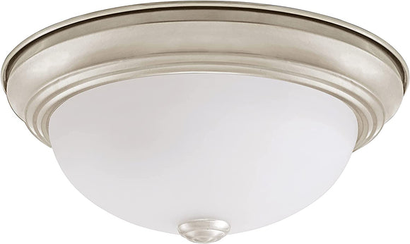 # 63022-1, 1-Light Flush Mount in Brushed Nickel Finish w/ White Alabaster Glass, 11-1/2