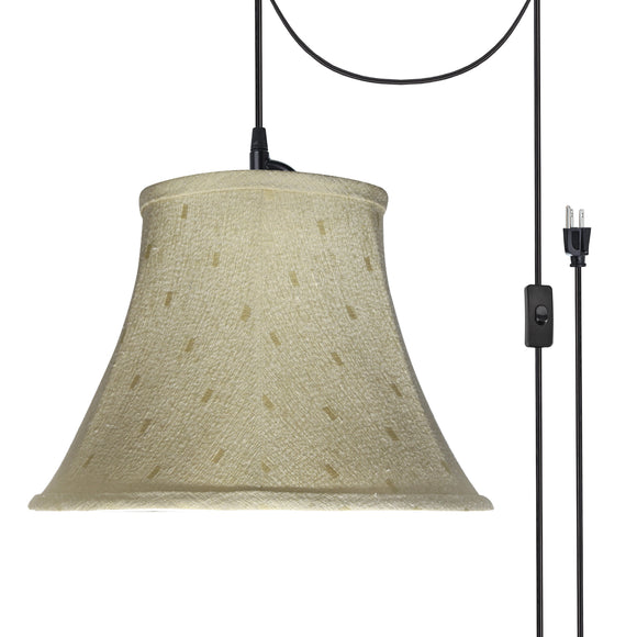 # 70100-21 One-Light Plug-In Swag Pendant Light Conversion Kit with Transitional Bell Fabric Lamp Shade, Camel, 13