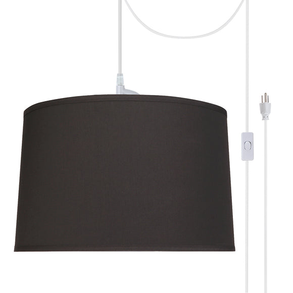# 72252-21 Two-Light Plug-In Swag Pendant Light Conversion Kit with Transitional Hardback Empire Fabric Lamp Shade, Black, 18