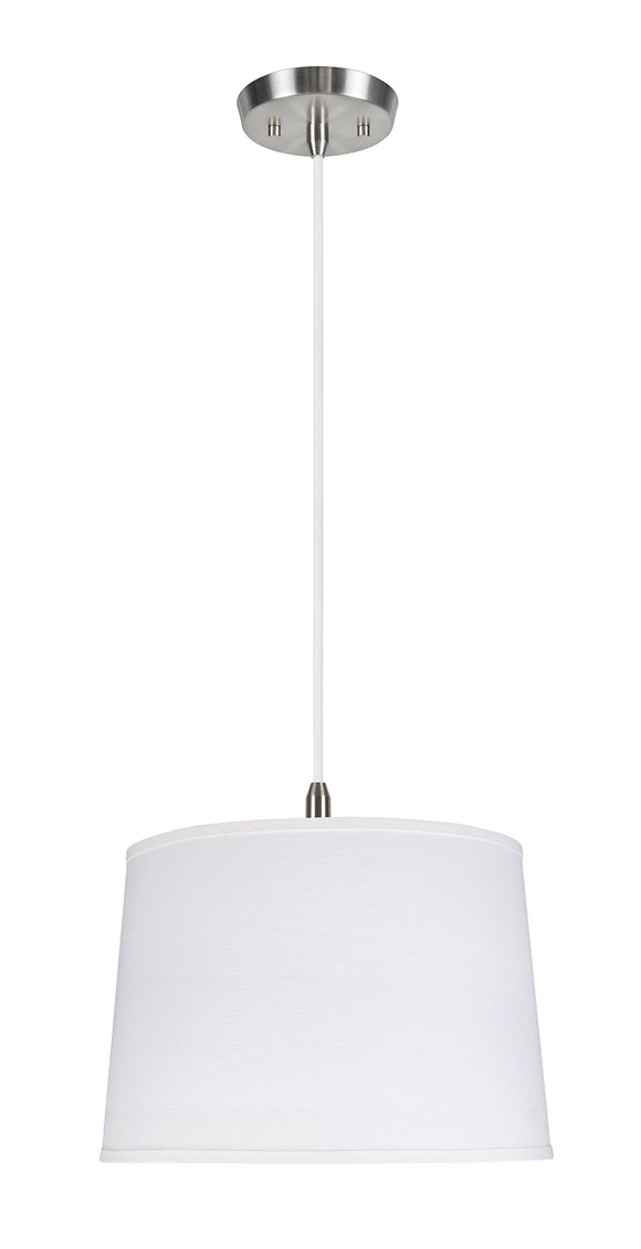 # 72326-11 Two-Light Hanging Pendant Ceiling Light with Transitional Hardback Empire Fabric Lamp Shade, White, 16