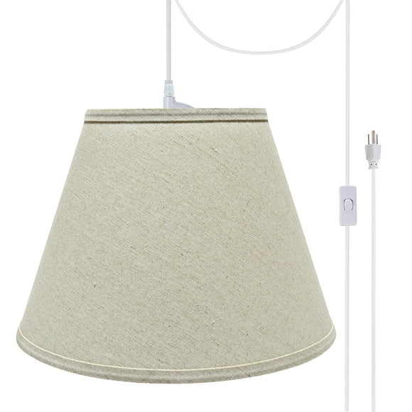 # 72681-21 One-Light Plug-In Swag Pendant Light Conversion Kit with Transitional Hardback Empire Fabric Lamp Shade, Light Grey, 13