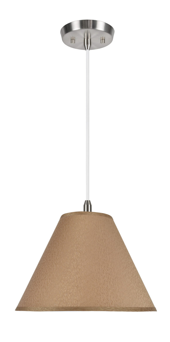 # 72266 Two-Light Hanging Pendant Ceiling Light with Transitional Hardback Fabric Lamp Shade, in a Textured Khaki, 16