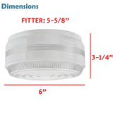 # 23604-01, 6" Clear And White Drum Replacement Glass Shade For Ceiling Fixture, 6"Dia x 3-1/4"H / Fitter 5-5/8