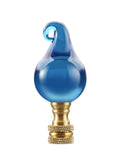 # 24016, 1 Pack Blue Glass Lamp Finial in Solid Brass Finish, 2 1/2" Tall