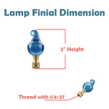 # 24016-12, 2 Pack Blue Glass Lamp Finial in Solid Brass Finish, 2 1/2" Tall