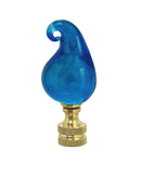 # 24016, 1 Pack Blue Glass Lamp Finial in Solid Brass Finish, 2 1/2" Tall