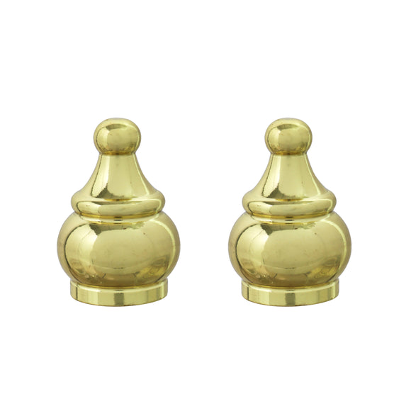 # 24017-12, 2 Pack Steel Lamp Finial in Brass Plated Finish, 1 1/2