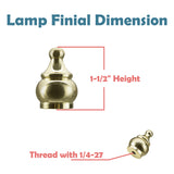 # 24017-12, 2 Pack Steel Lamp Finial in Brass Plated Finish, 1 1/2" Tall
